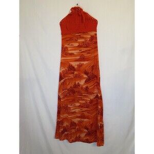 Vintage 70’s High Tide Crochet Asian Inspired Maxi Dress Boho Hippy Beachy Sz M